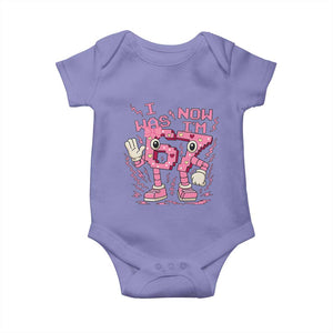 Seven Years Old Birthday Girl Baby Onesie I Was 6 Now I Am 7 TS12 Violet Print Your Wear