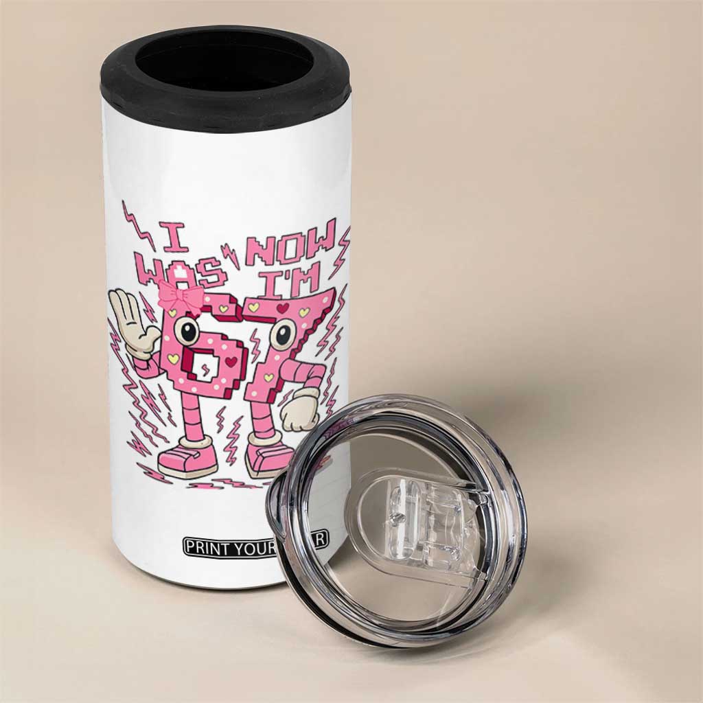 Seven Years Old Birthday Girl 4 in 1 Can Cooler Tumbler I Was 6 Now I Am 7 TS12 Print Your Wear