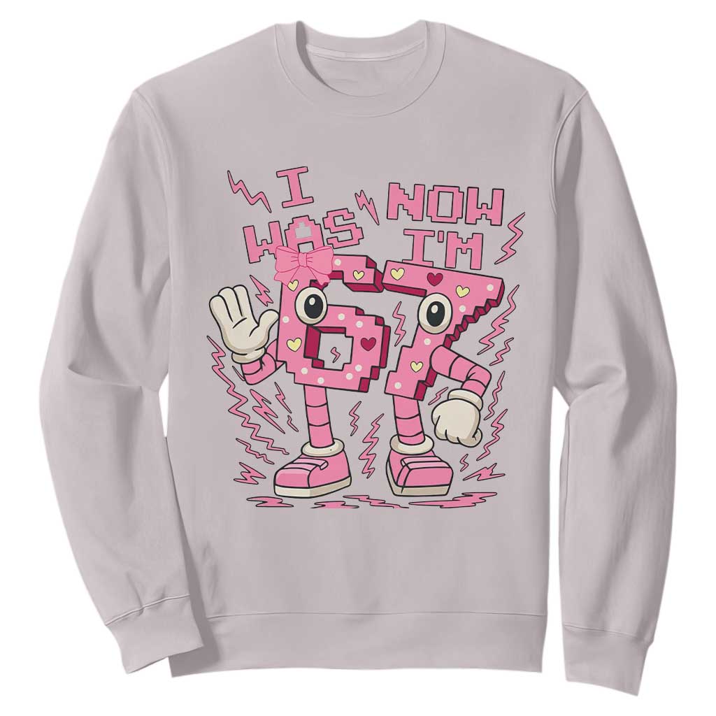 Seven Years Old Birthday Girl Sweatshirt I Was 6 Now I Am 7 TS12 Ice Gray Print Your Wear
