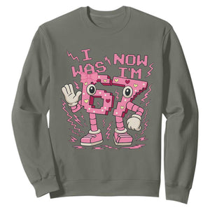 Seven Years Old Birthday Girl Sweatshirt I Was 6 Now I Am 7 TS12 Military Green Print Your Wear