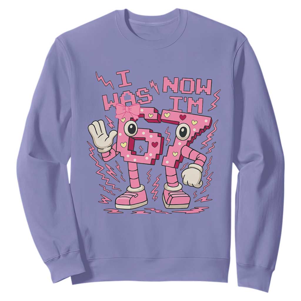 Seven Years Old Birthday Girl Sweatshirt I Was 6 Now I Am 7 TS12 Violet Print Your Wear
