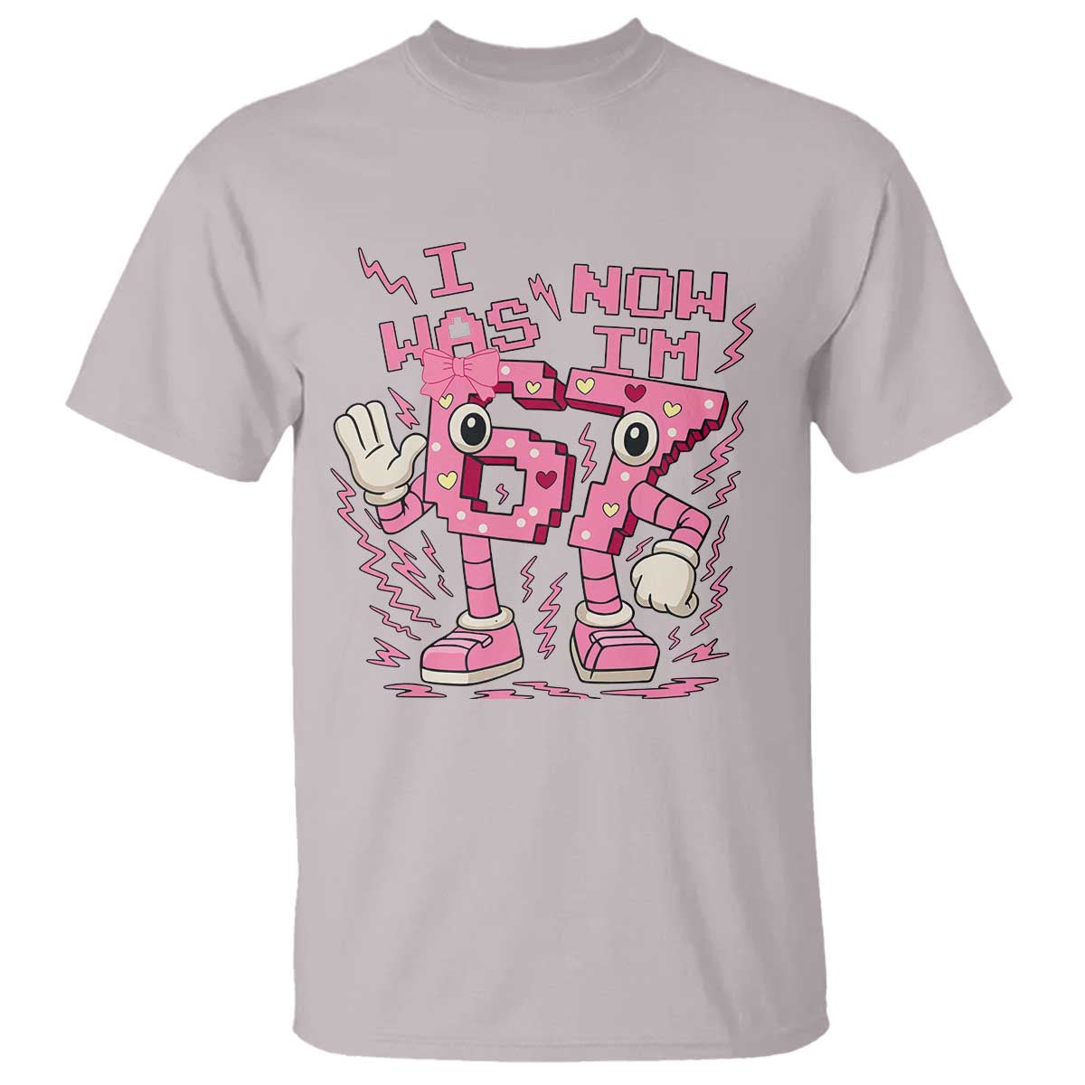 Seven Years Old Birthday Girl T Shirt I Was 6 Now I Am 7 TS12 Ice Gray Print Your Wear
