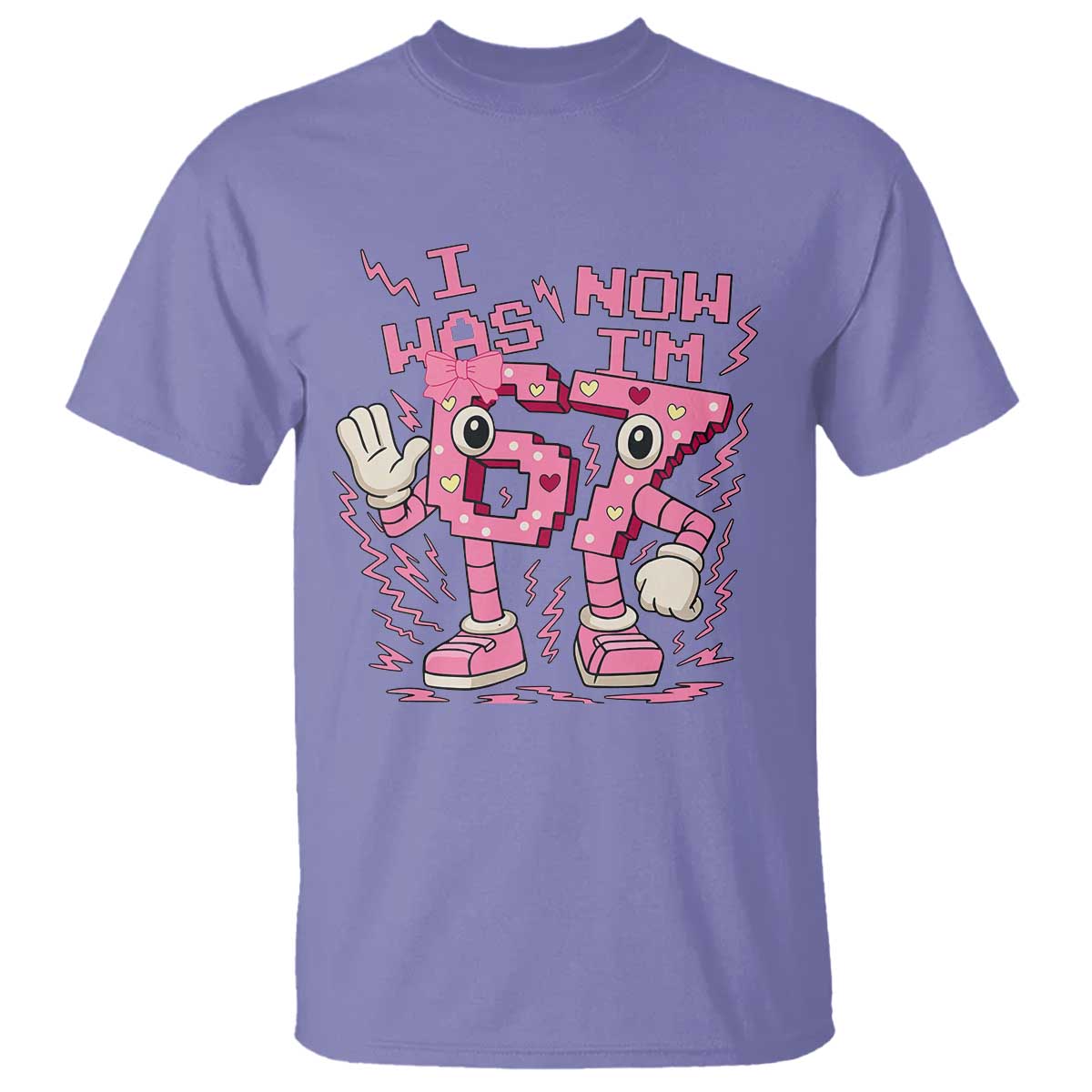 Seven Years Old Birthday Girl T Shirt I Was 6 Now I Am 7 TS12 Violet Print Your Wear