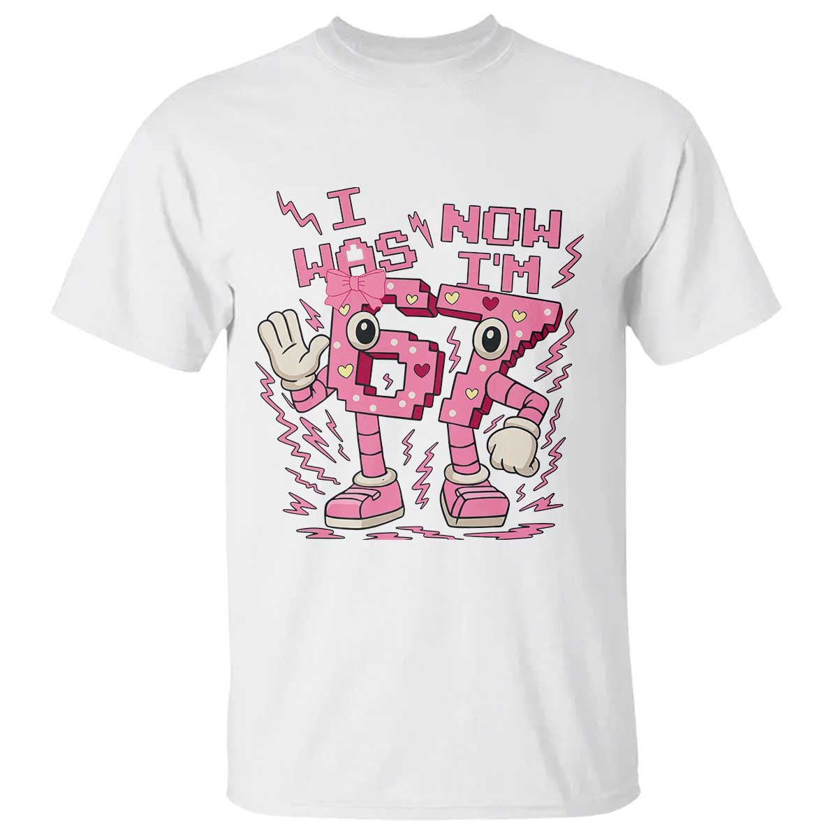 Seven Years Old Birthday Girl T Shirt I Was 6 Now I Am 7 TS12 White Print Your Wear