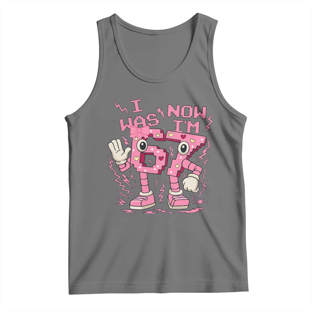 Seven Years Old Birthday Girl Tank Top I Was 6 Now I Am 7 TS12 Black Heather Print Your Wear