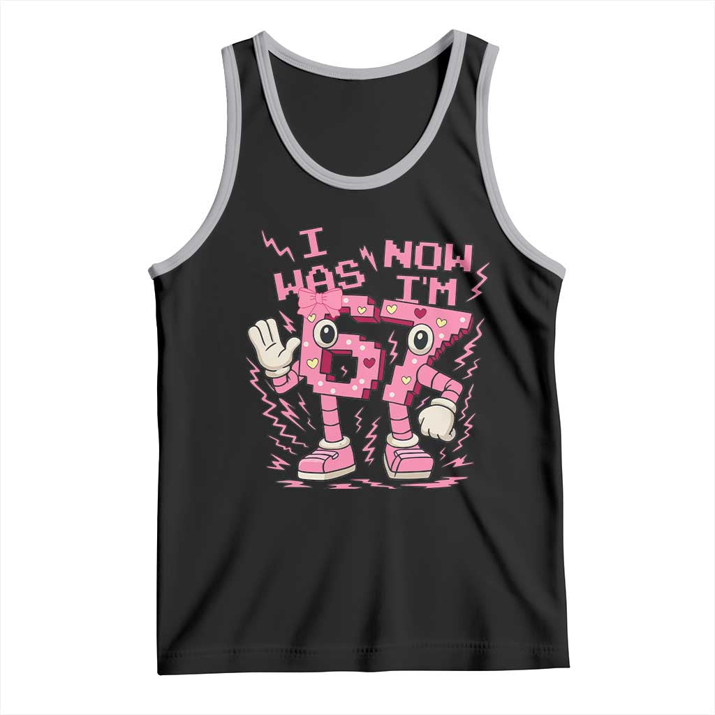 Seven Years Old Birthday Girl Tank Top I Was 6 Now I Am 7 TS12 Black Athletic Heather Print Your Wear