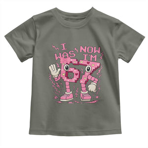 Seven Years Old Birthday Girl Toddler T Shirt I Was 6 Now I Am 7 TS12 Military Green Print Your Wear