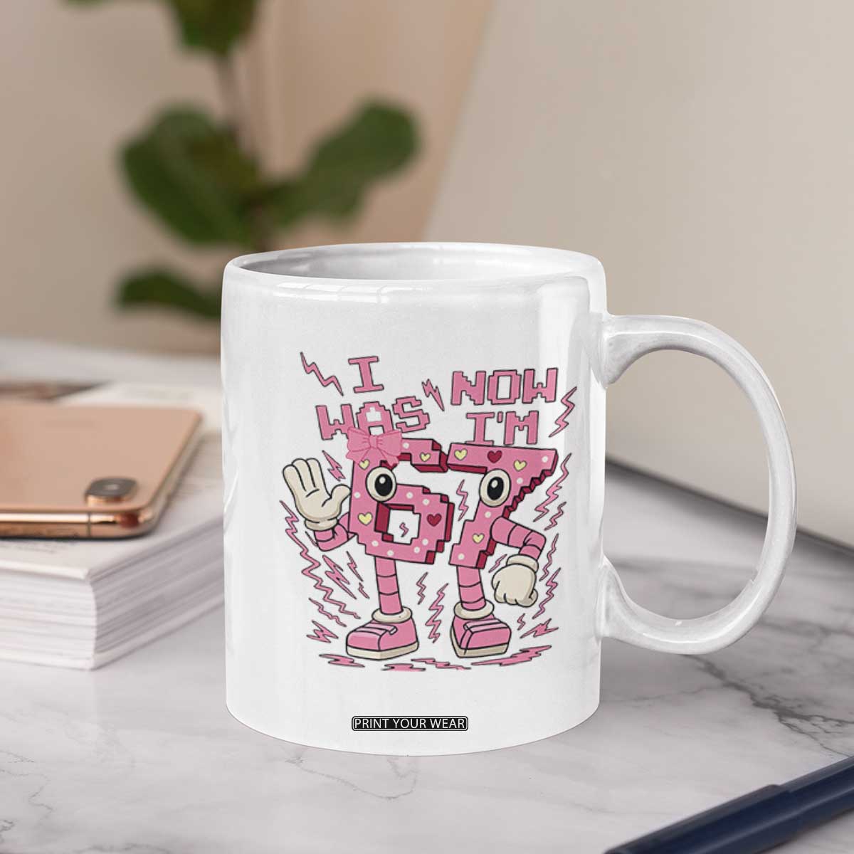 Seven Years Old Birthday Girl Coffee Mug I Was 6 Now I Am 7 TS12 Print Your Wear