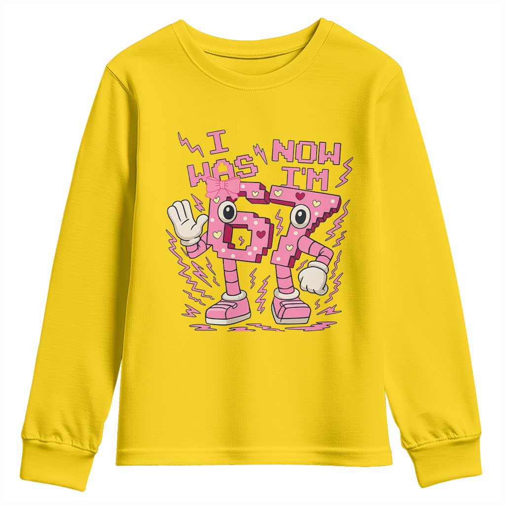 Seven Years Old Birthday Girl Youth Sweatshirt I Was 6 Now I Am 7 TS12 Daisy Print Your Wear