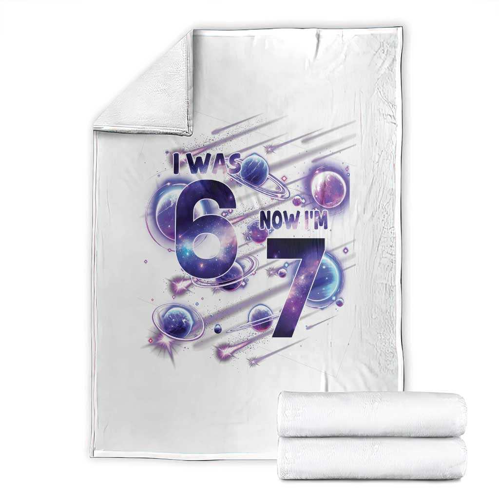 Funny Galaxy Space Birthday Throw Blanket I Was Six Now I Am Seven TS12 Black Print Your Wear