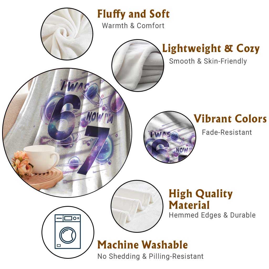 Funny Galaxy Space Birthday Throw Blanket I Was Six Now I Am Seven TS12 Print Your Wear