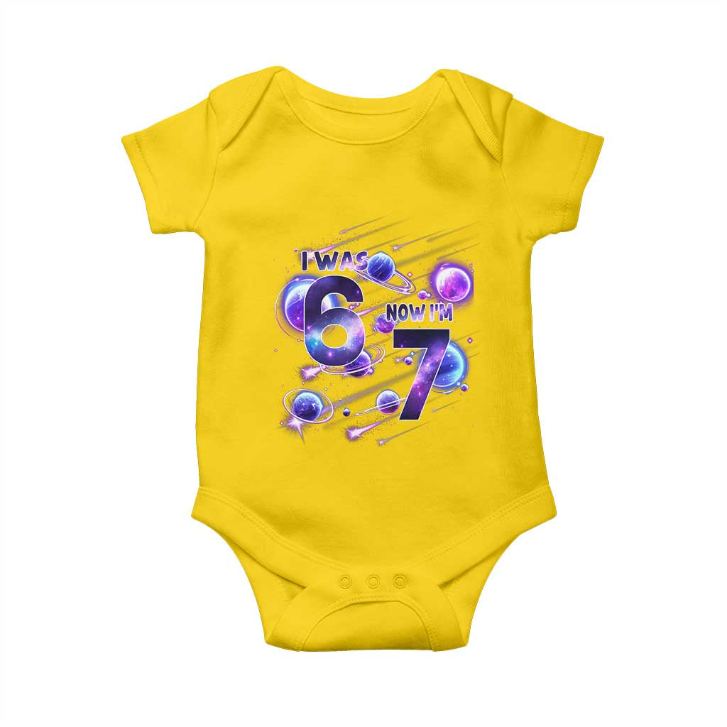 Funny Galaxy Space Birthday Baby Onesie I Was Six Now I Am Seven TS12 Daisy Print Your Wear
