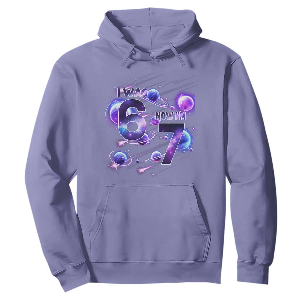Funny Galaxy Space Birthday Hoodie I Was Six Now I Am Seven TS12 Violet Print Your Wear