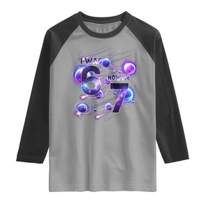 Funny Galaxy Space Birthday Raglan Shirt I Was Six Now I Am Seven TS12 Sport Gray Black Print Your Wear