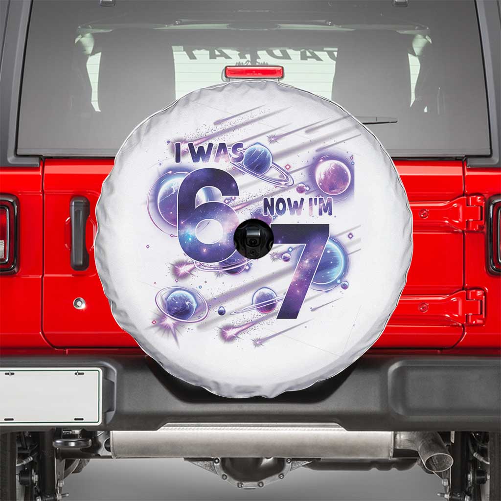 Funny Galaxy Space Birthday Spare Tire Cover I Was Six Now I Am Seven TS12 Black Print Your Wear
