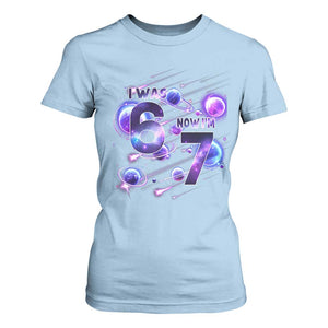 Funny Galaxy Space Birthday T Shirt For Women I Was Six Now I Am Seven TS12 Light Blue Print Your Wear