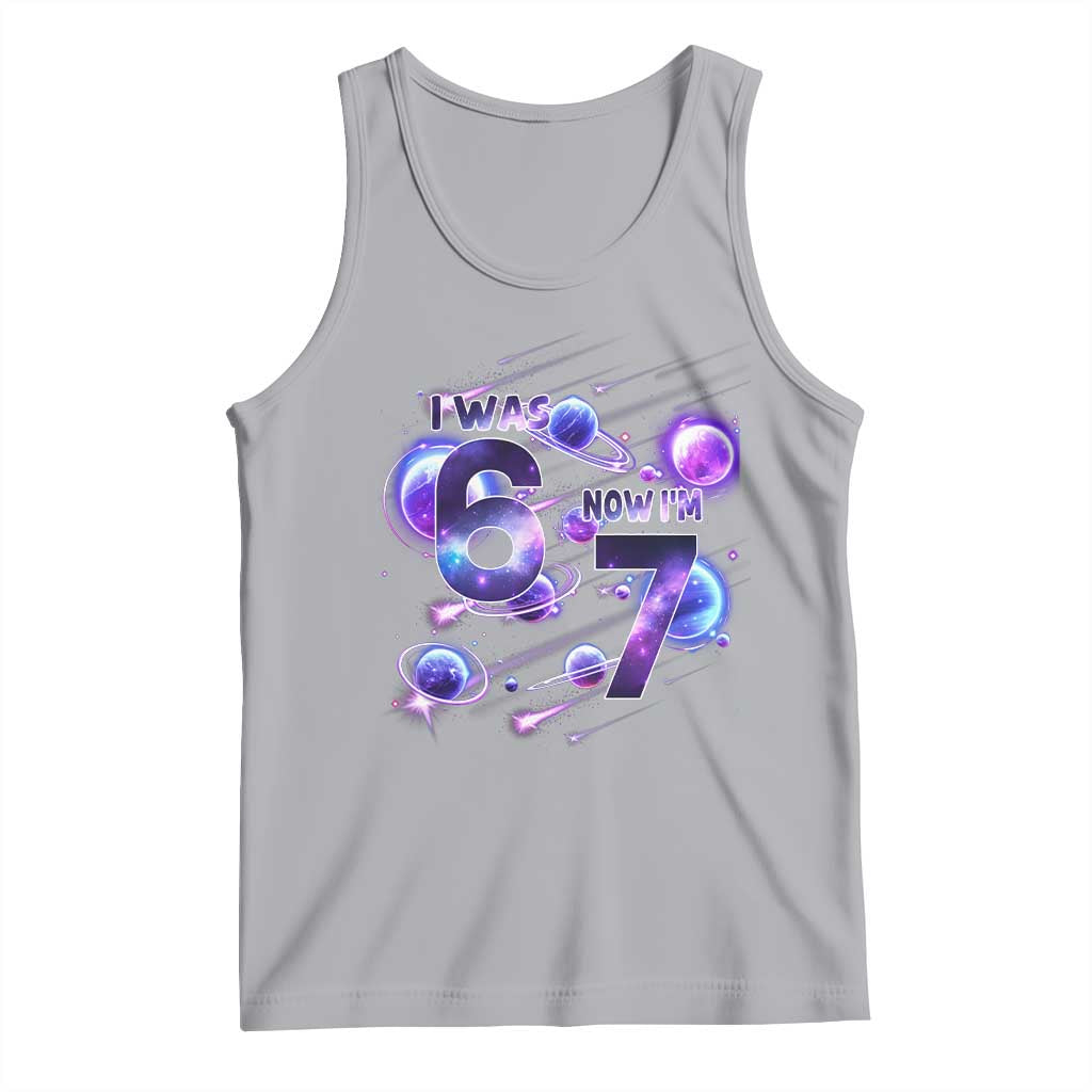 Funny Galaxy Space Birthday Tank Top I Was Six Now I Am Seven TS12 Athletic Heather Print Your Wear