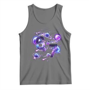 Funny Galaxy Space Birthday Tank Top I Was Six Now I Am Seven TS12 Black Heather Print Your Wear