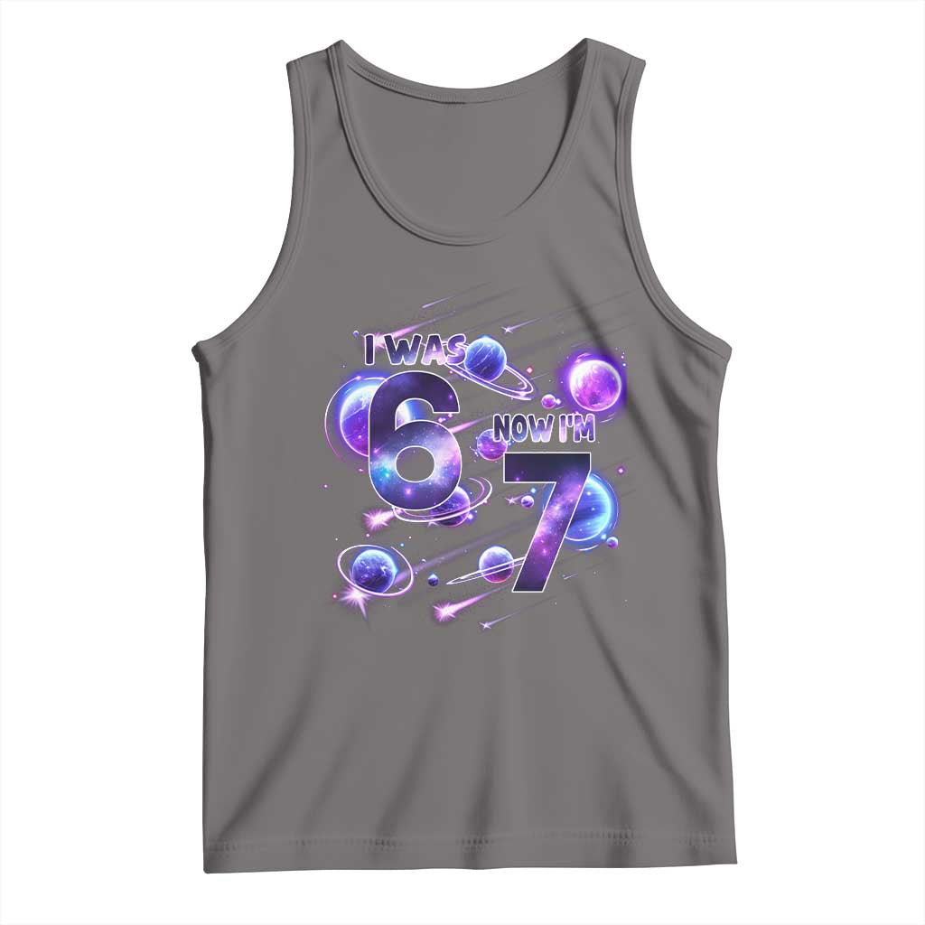 Funny Galaxy Space Birthday Tank Top I Was Six Now I Am Seven TS12 Deep Heather Print Your Wear