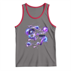 Funny Galaxy Space Birthday Tank Top I Was Six Now I Am Seven TS12 Deep Heather Red Print Your Wear