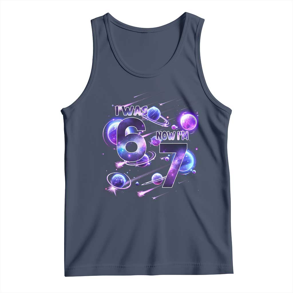 Funny Galaxy Space Birthday Tank Top I Was Six Now I Am Seven TS12 Navy Print Your Wear