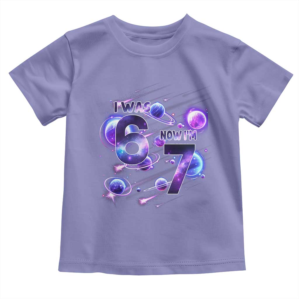 Funny Galaxy Space Birthday Toddler T Shirt I Was Six Now I Am Seven TS12 Violet Print Your Wear