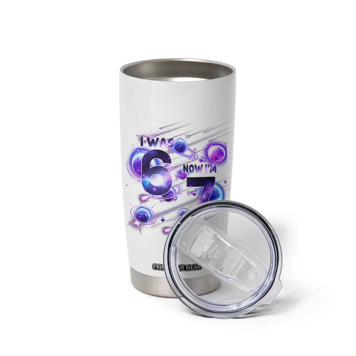 Funny Galaxy Space Birthday Tumbler Cup I Was Six Now I Am Seven TS12 Print Your Wear