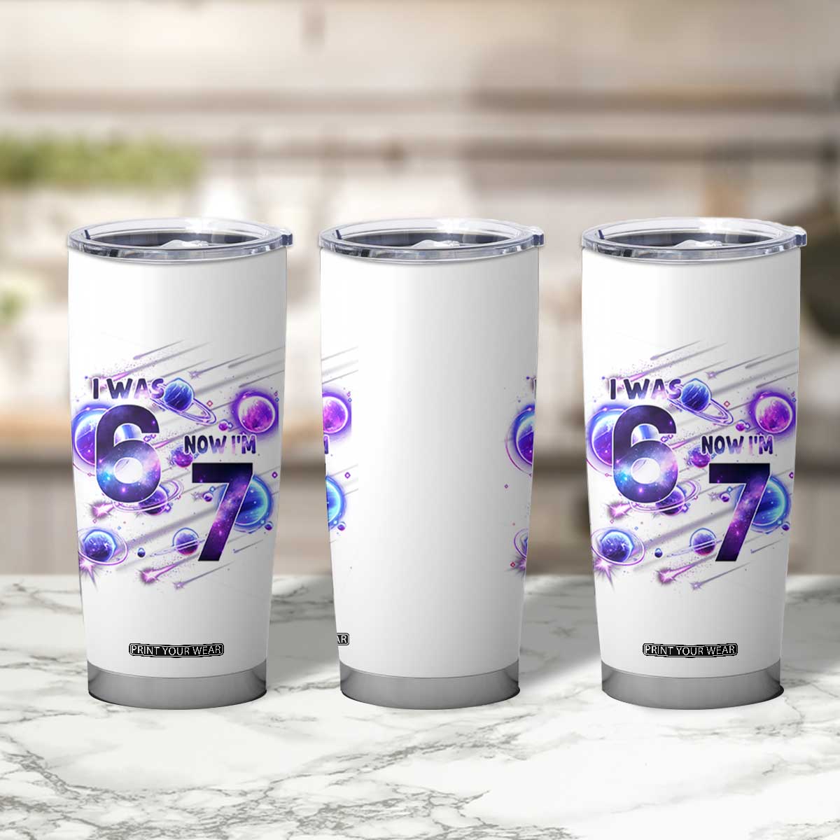 Funny Galaxy Space Birthday Tumbler Cup I Was Six Now I Am Seven TS12 Print Your Wear