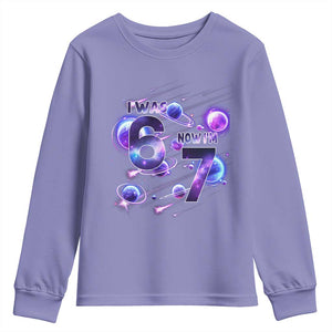 Funny Galaxy Space Birthday Youth Sweatshirt I Was Six Now I Am Seven TS12 Violet Print Your Wear