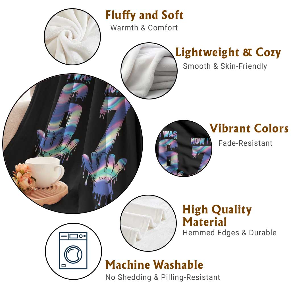 Funny I Was 6 Now I Am 7 Throw Blanket Iridescent Effect Printed Kids Birthday TS12 Print Your Wear