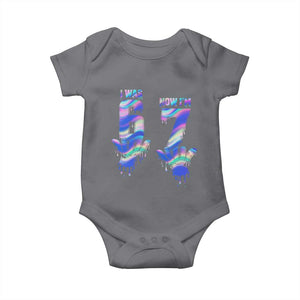 Funny I Was 6 Now I Am 7 Baby Onesie Iridescent Effect Printed Kids Birthday TS12 Charcoal Print Your Wear