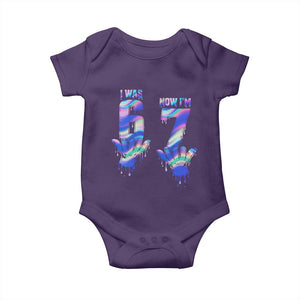 Funny I Was 6 Now I Am 7 Baby Onesie Iridescent Effect Printed Kids Birthday TS12 Purple Print Your Wear