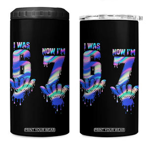 Funny I Was 6 Now I Am 7 4 in 1 Can Cooler Tumbler Iridescent Effect Printed Kids Birthday TS12 One Size: 16 oz Black Print Your Wear