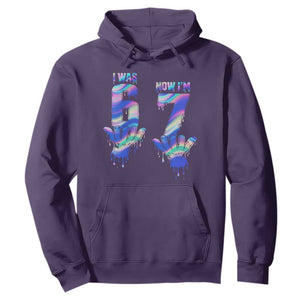 Funny I Was 6 Now I Am 7 Hoodie Iridescent Effect Printed Kids Birthday TS12 Purple Print Your Wear