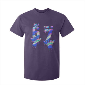 Funny I Was 6 Now I Am 7 T Shirt For Kid Iridescent Effect Printed Kids Birthday TS12 Purple Print Your Wear