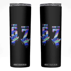 Funny I Was 6 Now I Am 7 Skinny Tumbler Iridescent Effect Printed Kids Birthday TS12 Black Print Your Wear