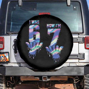 Funny I Was 6 Now I Am 7 Spare Tire Cover Iridescent Effect Printed Kids Birthday TS12 No hole Black Print Your Wear