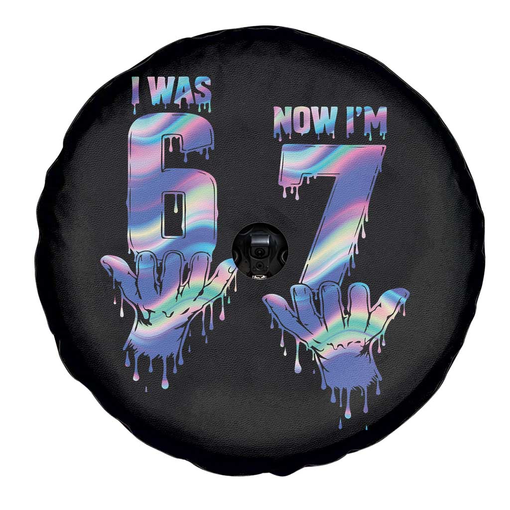 Funny I Was 6 Now I Am 7 Spare Tire Cover Iridescent Effect Printed Kids Birthday TS12 Print Your Wear