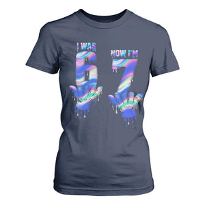 Funny I Was 6 Now I Am 7 T Shirt For Women Iridescent Effect Printed Kids Birthday TS12 Navy Print Your Wear
