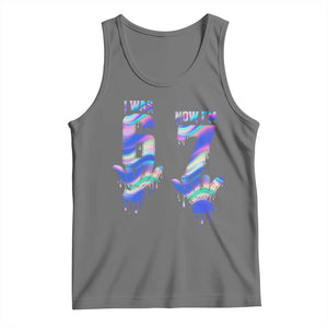 Funny I Was 6 Now I Am 7 Tank Top Iridescent Effect Printed Kids Birthday TS12 Black Heather Print Your Wear