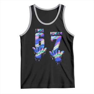 Funny I Was 6 Now I Am 7 Tank Top Iridescent Effect Printed Kids Birthday TS12 Black Athletic Heather Print Your Wear