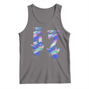 Funny I Was 6 Now I Am 7 Tank Top Iridescent Effect Printed Kids Birthday TS12 Deep Heather Print Your Wear