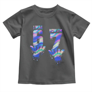 Funny I Was 6 Now I Am 7 Toddler T Shirt Iridescent Effect Printed Kids Birthday TS12 Dark Heather Print Your Wear