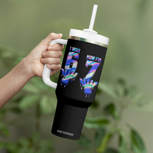 Funny I Was 6 Now I Am 7 Tumbler With Handle Iridescent Effect Printed Kids Birthday TS12 Print Your Wear