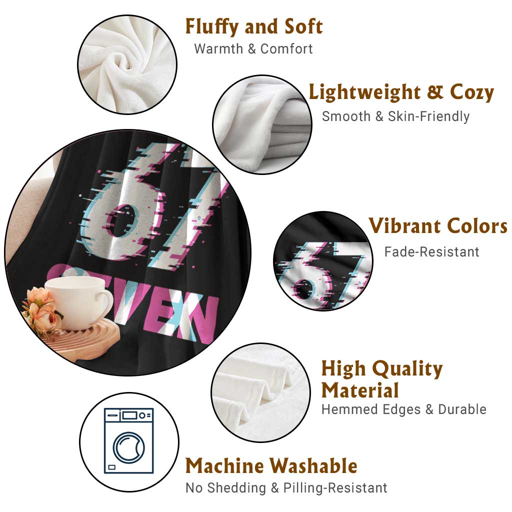Glitch Optical Illusion Six Seven Meme Throw Blanket Gen Alpha Slang Gift TS12 Print Your Wear