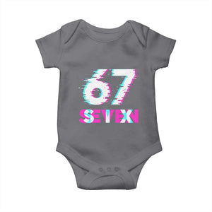 Glitch Optical Illusion Six Seven Meme Baby Onesie Gen Alpha Slang Gift TS12 Charcoal Print Your Wear