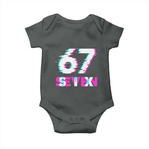 Glitch Optical Illusion Six Seven Meme Baby Onesie Gen Alpha Slang Gift TS12 Dark Heather Print Your Wear