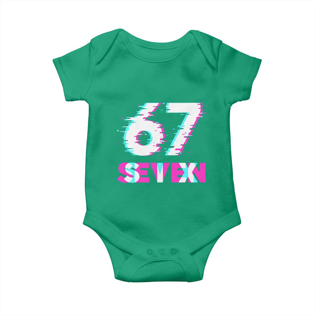 Glitch Optical Illusion Six Seven Meme Baby Onesie Gen Alpha Slang Gift TS12 Irish Green Print Your Wear