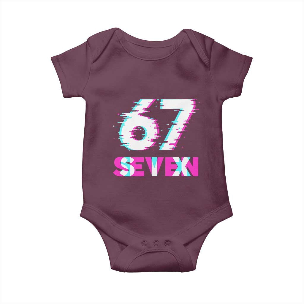 Glitch Optical Illusion Six Seven Meme Baby Onesie Gen Alpha Slang Gift TS12 Maroon Print Your Wear