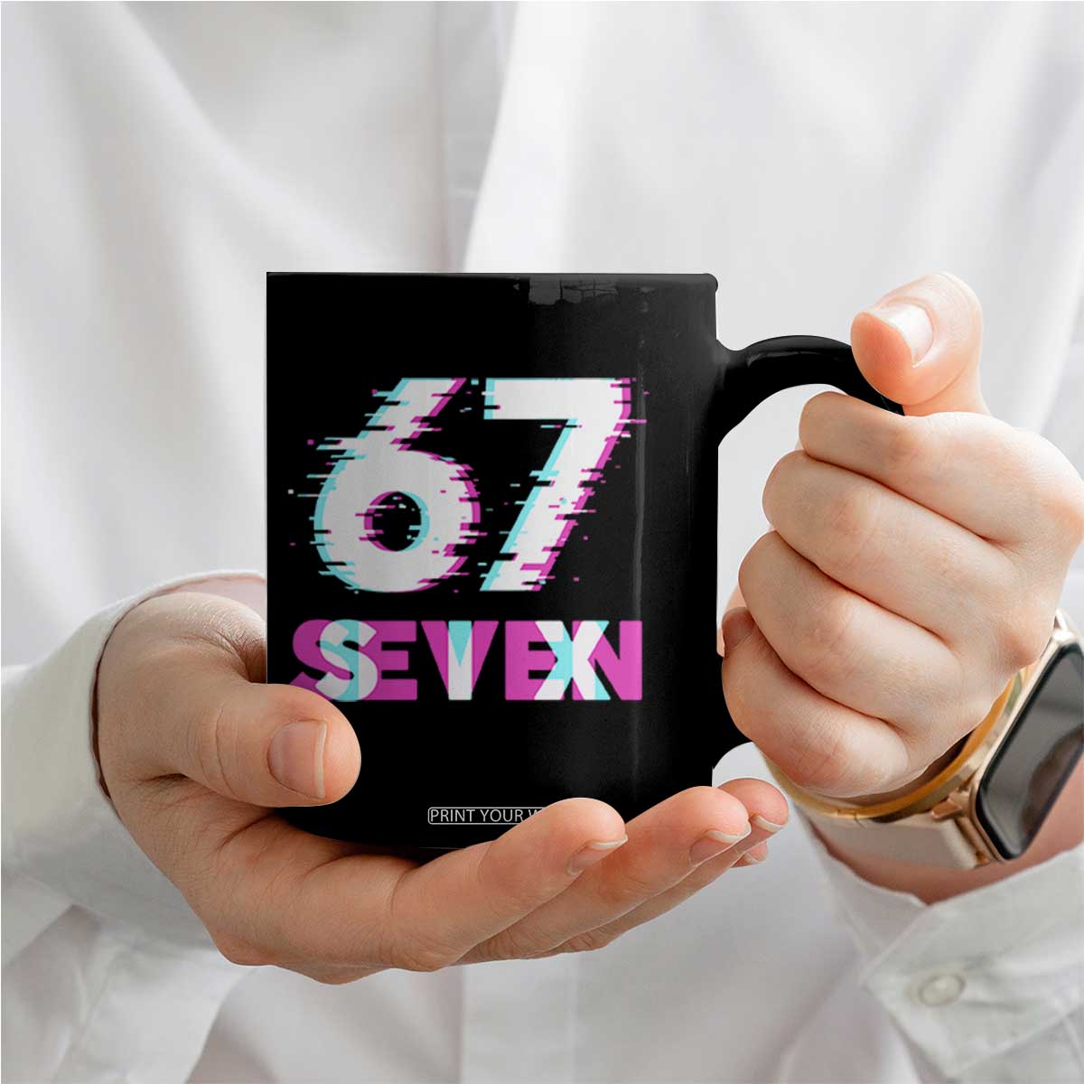 Glitch Optical Illusion Six Seven Meme Coffee Mug Gen Alpha Slang Gift TS12 Print Your Wear